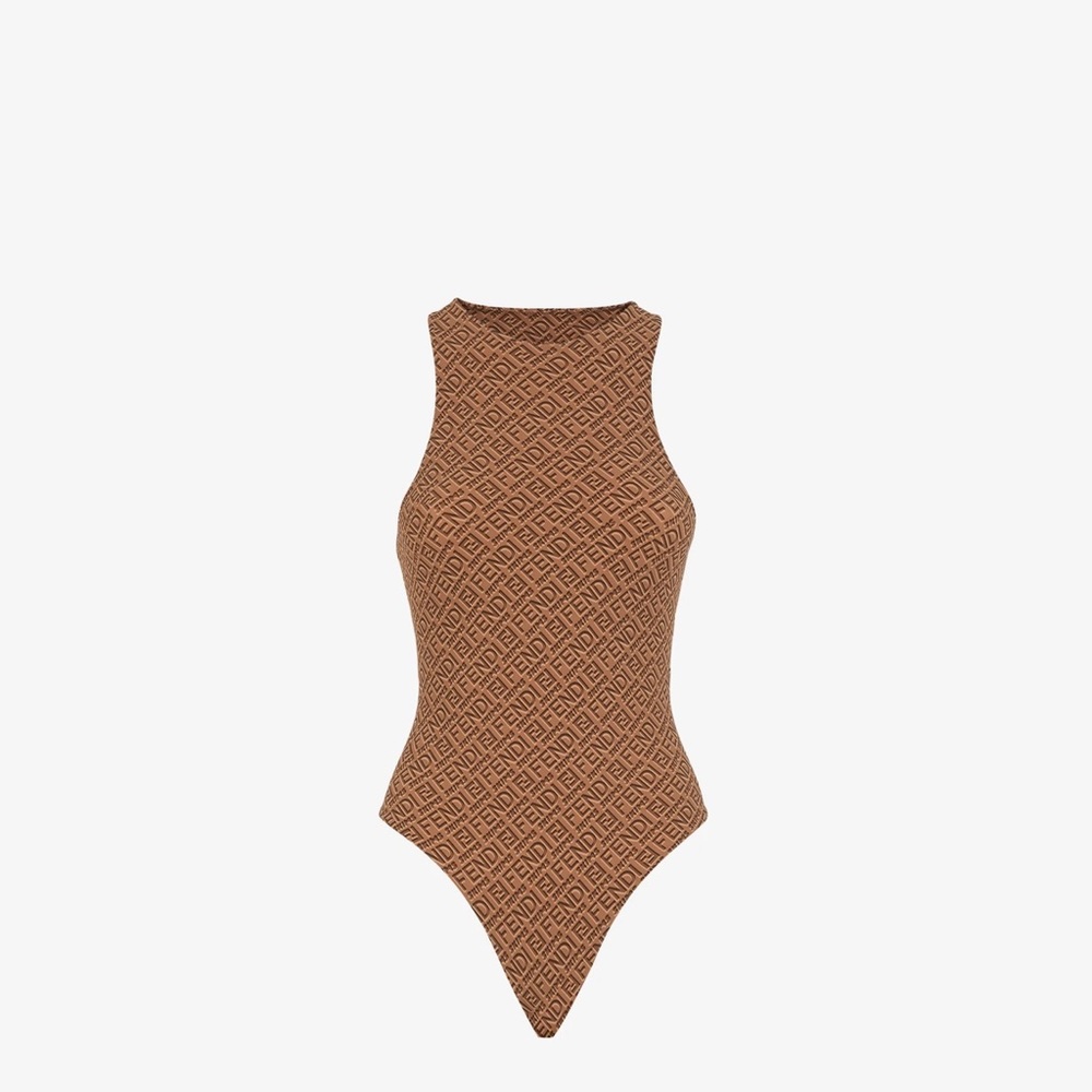 SKIMS X FENDI Brown Mock Neck Bodysuit Size 4XL Brand New with Tags